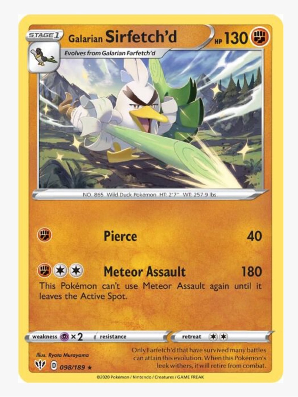 Galarian Sirfetch'd SWSH03: Darkness Ablaze Pokemon Trading Card